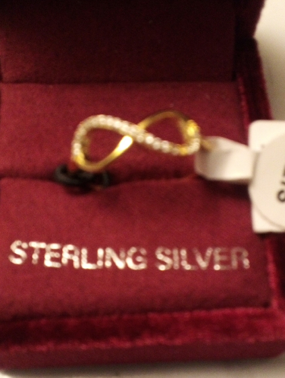 NWT!   Infinity Ring - Gold Plate over  Sterling Silver - Size 7